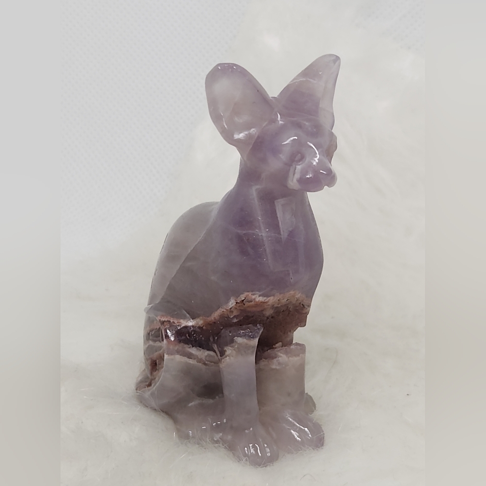 🌙✨ Unique Druzy Amethyst Bastet Sphinx Cat Crystal ✨🌙 - Picture 7 of 9